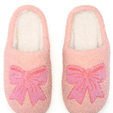 Pink Bow Fuzzy Slippers