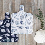 Inky Blue & White Reversible Seashells Mini Chopping Board