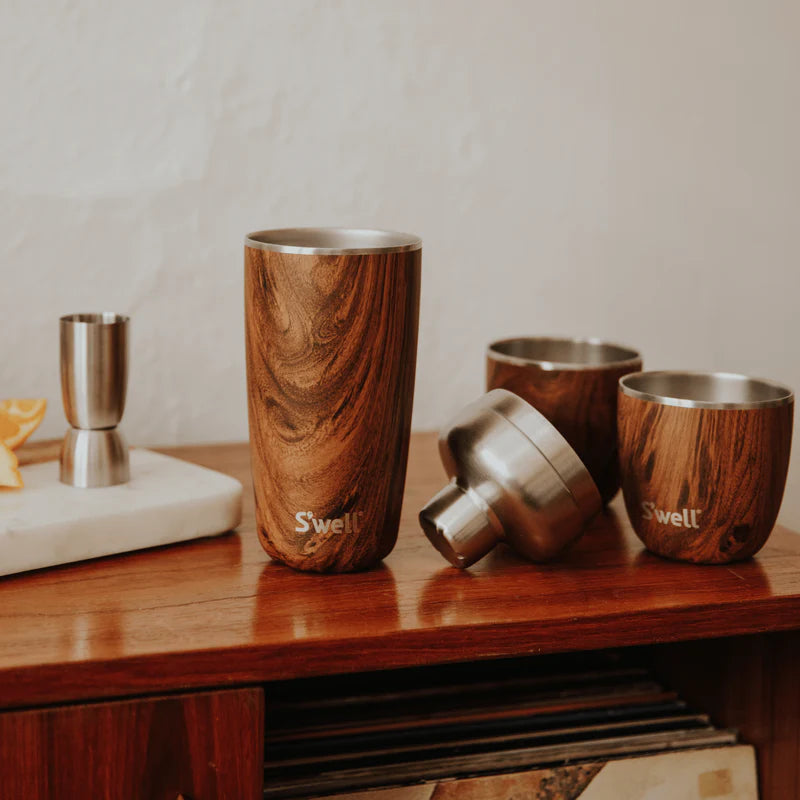 S'well 18oz Shaker Set with Jigger, Teakwood