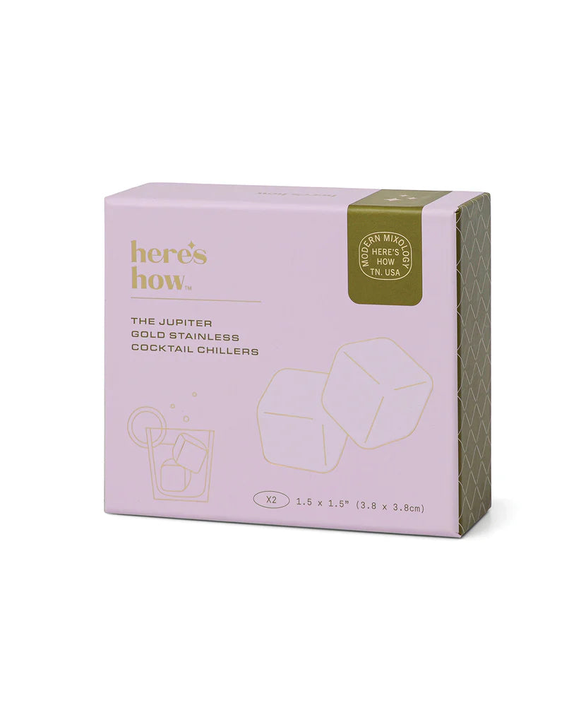 Cocktail Cubes Cocktail Chillers in Gold, 2PK