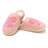 Pink Bow Fuzzy Slippers
