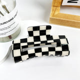 Black & White Checkered Claw Hair Clip