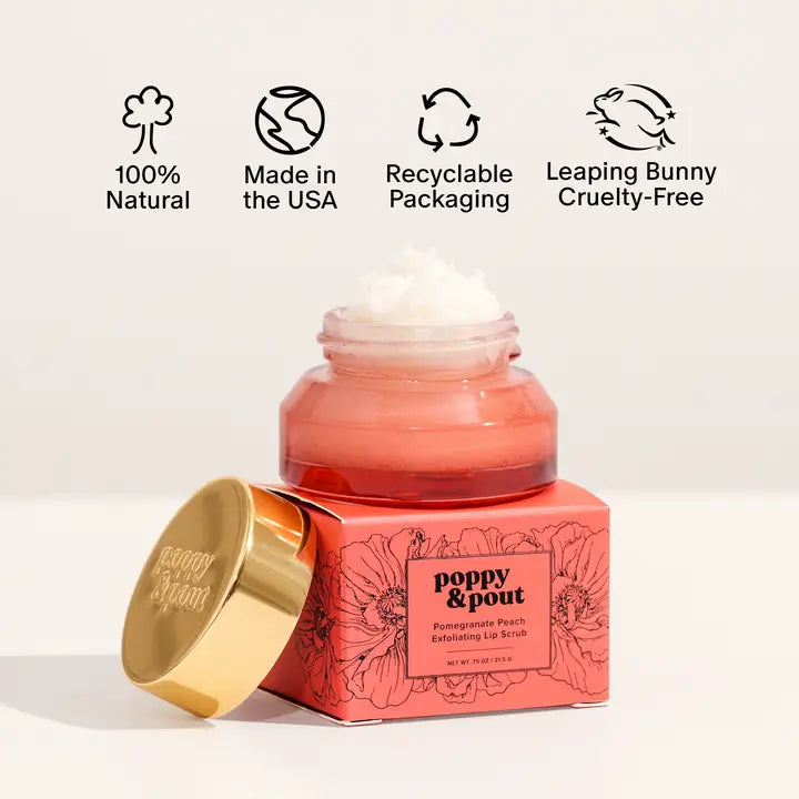 Poppy & Pout Lip Scrub, Pomegranate Peach