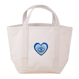 Natural Mini Tote Bag with Evil Eye Heart Patch