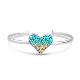 Dune Silver Plated Heart Cuff Bracelet with Turquoise & Sand from the Jersey Shore