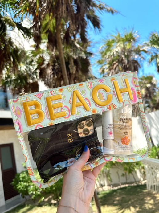 'Beach' Palm Trees Clear Pouch