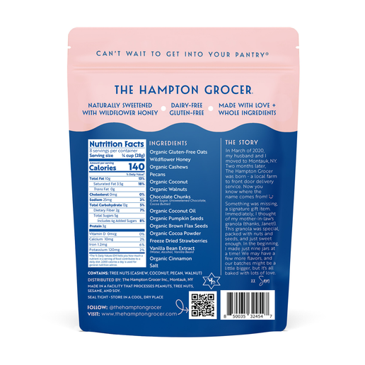 The Hampton Grocer Chocolate Chunk + Strawberry Granola