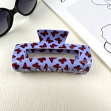 Purple with Orange Butterflies Rectangular Claw Hair Clip