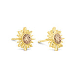 Dune 14K Yellow Gold Vermeil Sunburst Stud Earrings with Sand from the Jersey Shore