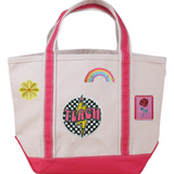 Pink Mini Tote Bag with Teacher Themed Patches