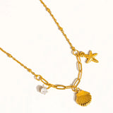 Starfish & Seashell Charm Necklace