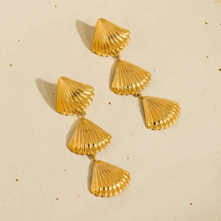 Layered Shell Drop Earrings