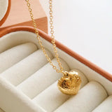 Vintage Heart Pendant Necklace with MOP Inlay