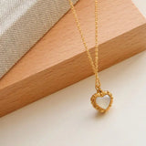 Vintage Heart Pendant Necklace with MOP Inlay
