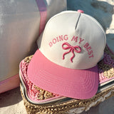 'Doing My Best' with Bow Pink Vintage Trucker Hat
