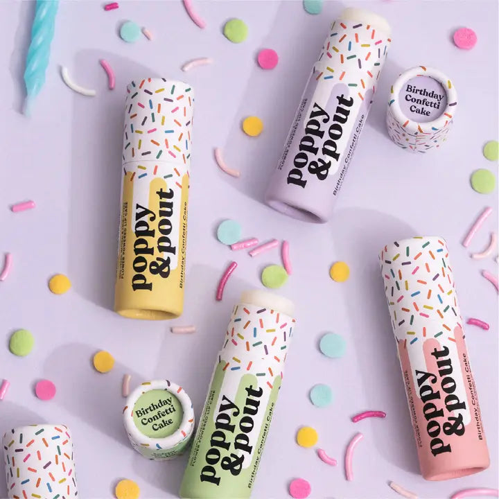 Poppy & Pout Lip Balm, Birthday Confetti Cake