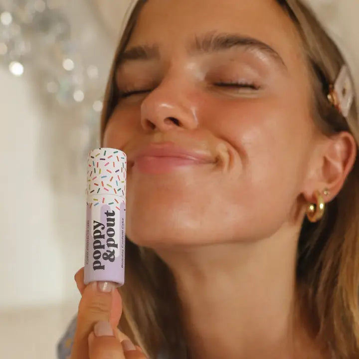 Poppy & Pout Lip Balm, Birthday Confetti Cake