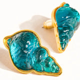Blue & Green Seashell Stud Earrings
