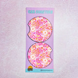 Bright Pink & Orange Shells Car Coasters