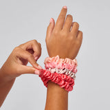 Kitsch Medium Ruched Satin Scrunchies, Assorted Cherry Blossom 5PK