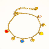 Petite Multicolor Heart Charm Bracelet