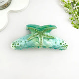Blue & Green Starfish with Rhinestones Hair Claw Clip