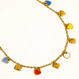 Petite Multicolor Heart Charm Necklace