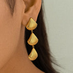 Layered Shell Drop Earrings