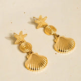 Seashell, Starfish, Swirl Dangle Earrings