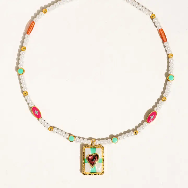 Vintage Pearl Heart Necklace