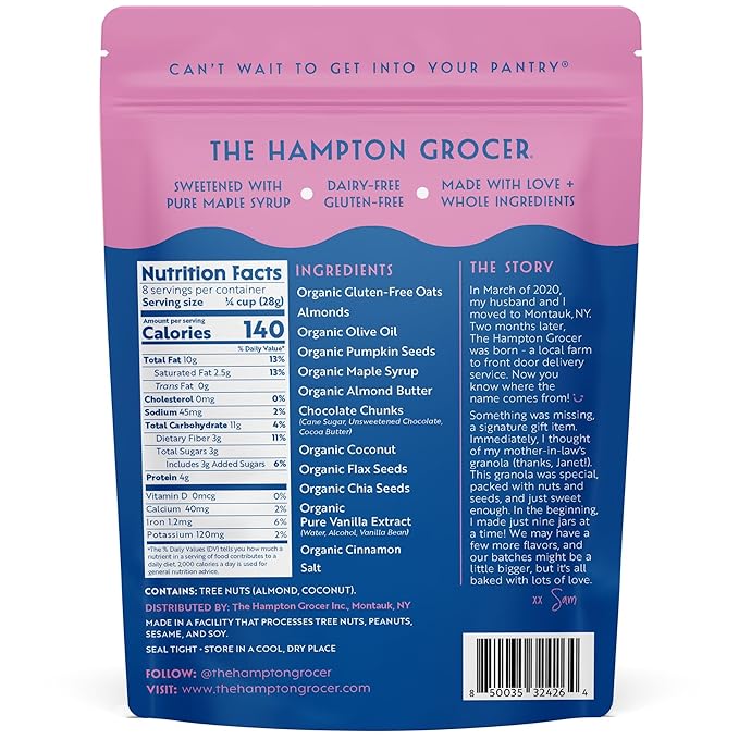 The Hampton Grocer Almond Butter & Chocolate Chunk Granola