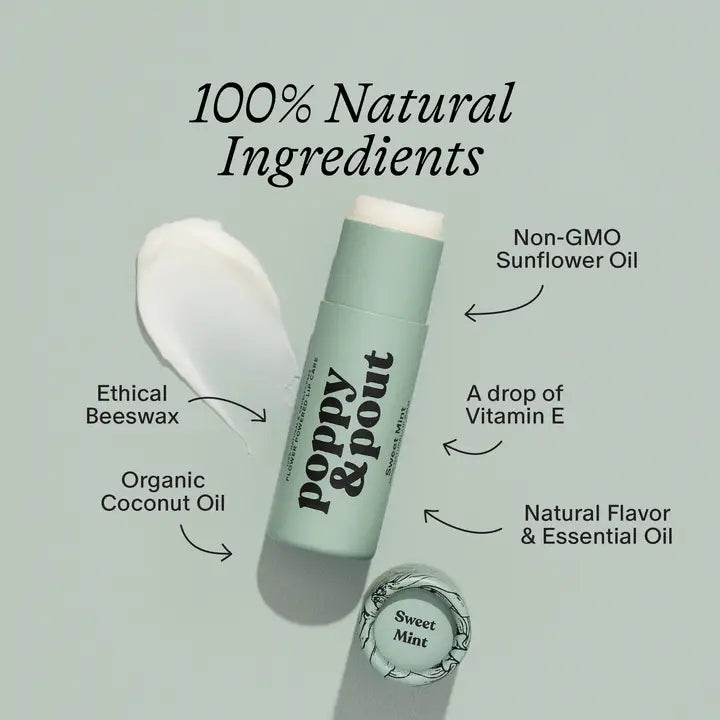 Poppy & Pout Lip Balm, Sweet Mint
