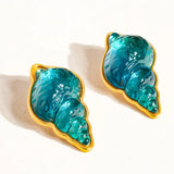 Blue & Green Seashell Stud Earrings