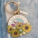 'Be the Sunshine' Sunflower Enamel Keychain
