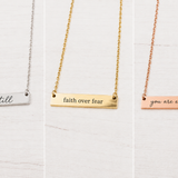 Stainless Steel Bar Necklace, Engraveable