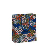 Dark Blue and Bright Flowers Gift Bag, Medium