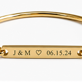Yellow Gold Plated Stainless Steel Clip on Bangle Bracelet, Engraveable