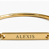 Yellow Gold Plated Stainless Steel Clip on Bangle Bracelet, Engraveable