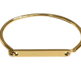 Yellow Gold Plated Stainless Steel Clip on Bangle Bracelet, Engraveable