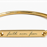 Yellow Gold Plated Stainless Steel Clip on Bangle Bracelet, Engraveable