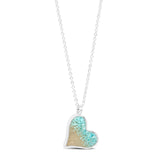 Dune Silver Plated Heart Necklace with Turquoise & Sand from the Jersey Shore