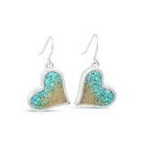 Dune Silver Plated Heart Drop Earrings with Turquoise & Sand from the Jersey Shore