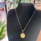 14K Gold Filled Sunflower Charm Necklace with Adjustable Chain