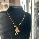 14K Gold Filled Breast Cancer Awareness Inspired Charm Necklace