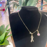 14K Gold Filled Breast Cancer Awareness Inspired Charm Necklace