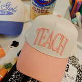 TEACH Pink Vintage Trucker Hat