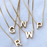 14K Gold Filled Initial Charm Necklace with Solid Slide Letter