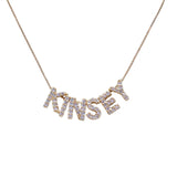 14K Gold Filled Initial Charm Necklace with Lux CZ Slide Letter
