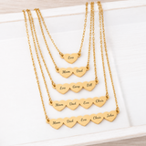 Stainless Steel Multi-Heart Necklace, Engraveable
