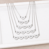 Stainless Steel Multi-Heart Necklace, Engraveable